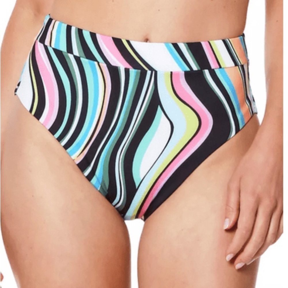 Sanctuary MULTI Wavy Printed High-Waist Swim Bottom, US Small